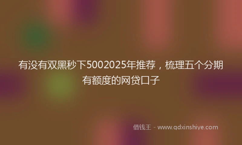 有没有双黑秒下5002025年推荐，梳理五个分期有额度的网贷口子