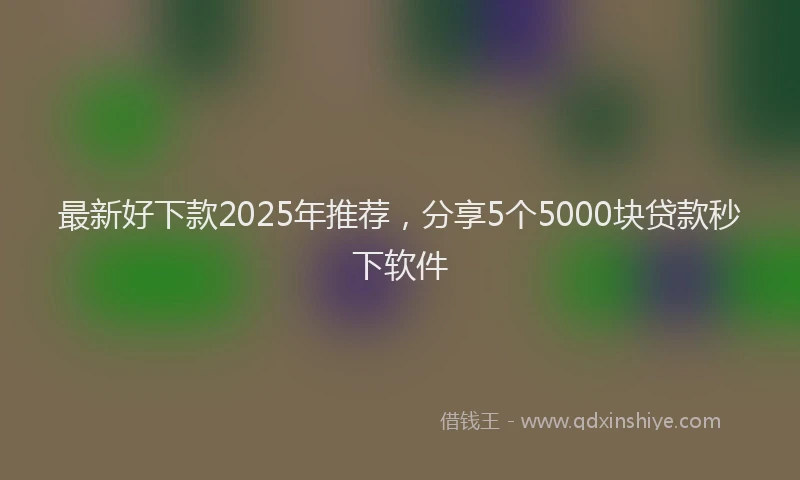 最新好下款2025年推荐，分享5个5000块贷款秒下软件