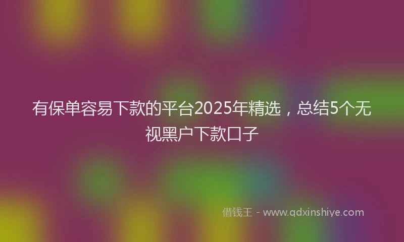 有保单容易下款的平台2025年精选，总结5个无视黑户下款口子