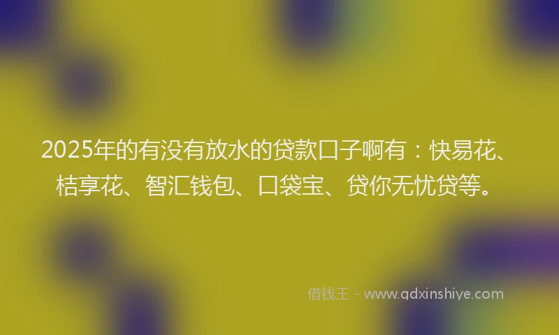 2025年的有没有放水的贷款口子啊有：快易花、桔享花、智汇钱包、口袋宝、贷你无忧贷等。