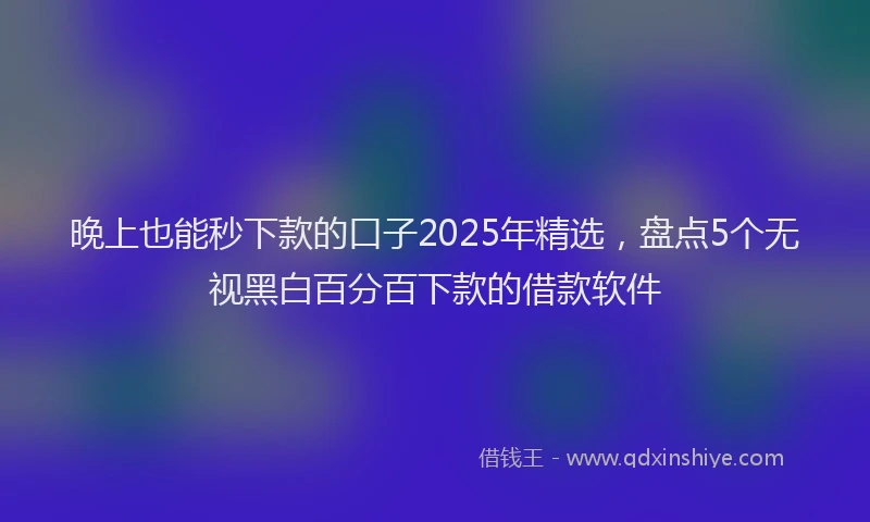 晚上也能秒下款的口子2025年精选，盘点5个无视黑白百分百下款的借款软件
