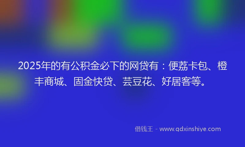 2025年的有公积金必下的网贷有：便荔卡包、橙丰商城、固金快贷、芸豆花、好居客等。