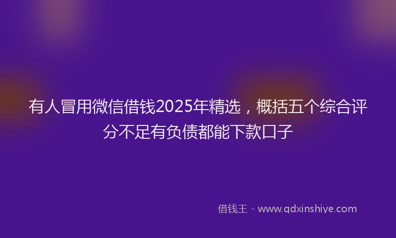 有人冒用微信借钱2025年精选，概括五个综合评分不足有负债都能下款口子