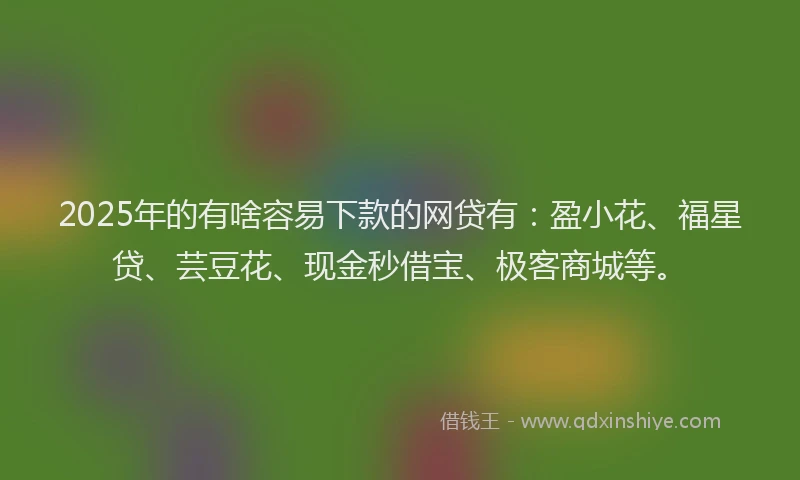 2025年的有啥容易下款的网贷有：盈小花、福星贷、芸豆花、现金秒借宝、极客商城等。