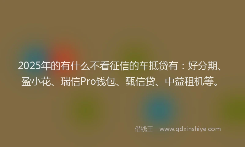 2025年的有什么不看征信的车抵贷有：好分期、盈小花、瑞信Pro钱包、甄信贷、中益租机等。