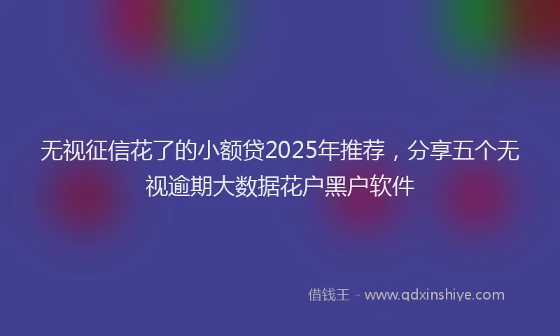无视征信花了的小额贷2025年推荐，分享五个无视逾期大数据花户黑户软件