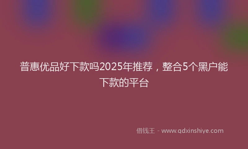 普惠优品好下款吗2025年推荐，整合5个黑户能下款的平台