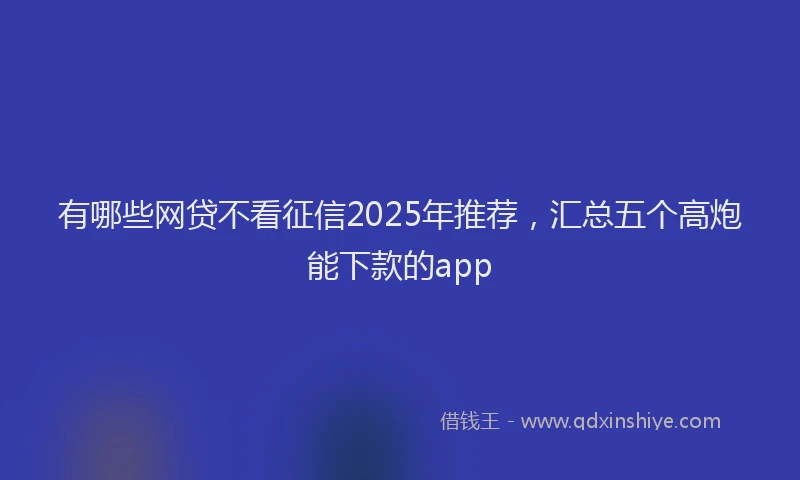 有哪些网贷不看征信2025年推荐，汇总五个高炮能下款的app