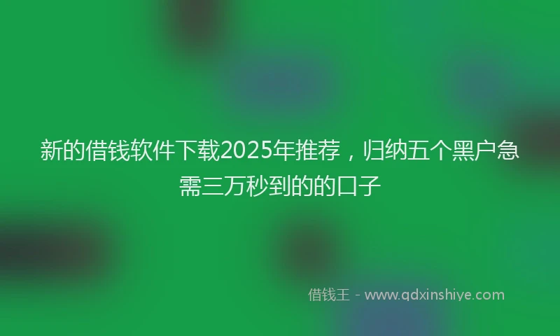 新的借钱软件下载2025年推荐，归纳五个黑户急需三万秒到的的口子