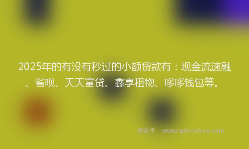2025年的有没有秒过的小额贷款有：现金流速融、省呗、天天富贷、鑫享租物、哆哆钱包等。
