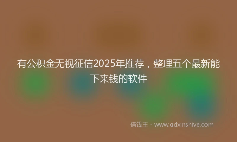 有公积金无视征信2025年推荐，整理五个最新能下来钱的软件