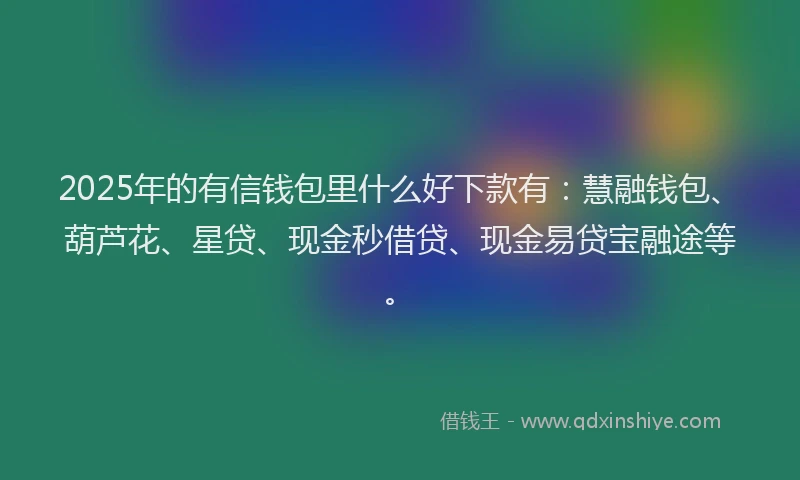 2025年的有信钱包里什么好下款有：慧融钱包、葫芦花、星贷、现金秒借贷、现金易贷宝融途等。