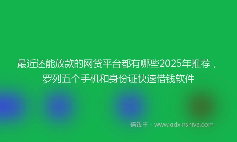 最近还能放款的网贷平台都有哪些2025年推荐，罗列五个手机和身份证快速借钱软件