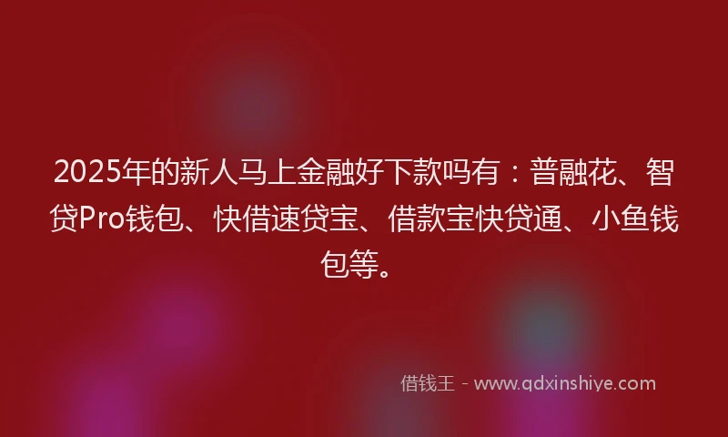 2025年的新人马上金融好下款吗有：普融花、智贷Pro钱包、快借速贷宝、借款宝快贷通、小鱼钱包等。