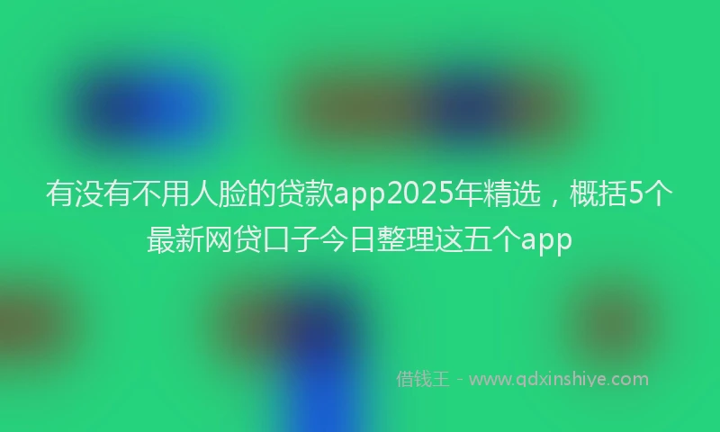 有没有不用人脸的贷款app2025年精选，概括5个最新网贷口子今日整理这五个app
