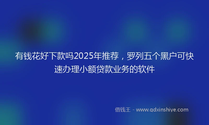 有钱花好下款吗2025年推荐，罗列五个黑户可快速办理小额贷款业务的软件