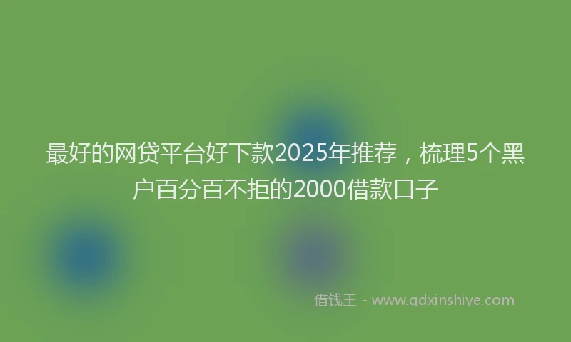 最好的网贷平台好下款2025年推荐，梳理5个黑户百分百不拒的2000借款口子