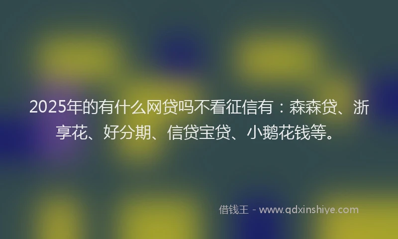 2025年的有什么网贷吗不看征信有：森森贷、浙享花、好分期、信贷宝贷、小鹅花钱等。