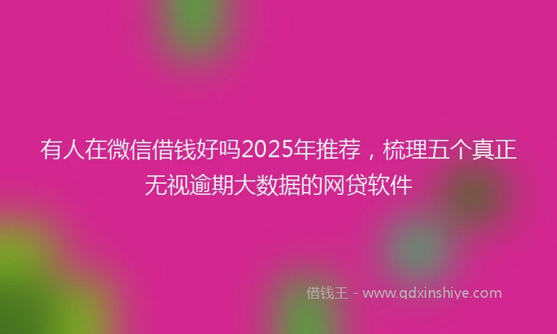 有人在微信借钱好吗2025年推荐，梳理五个真正无视逾期大数据的网贷软件