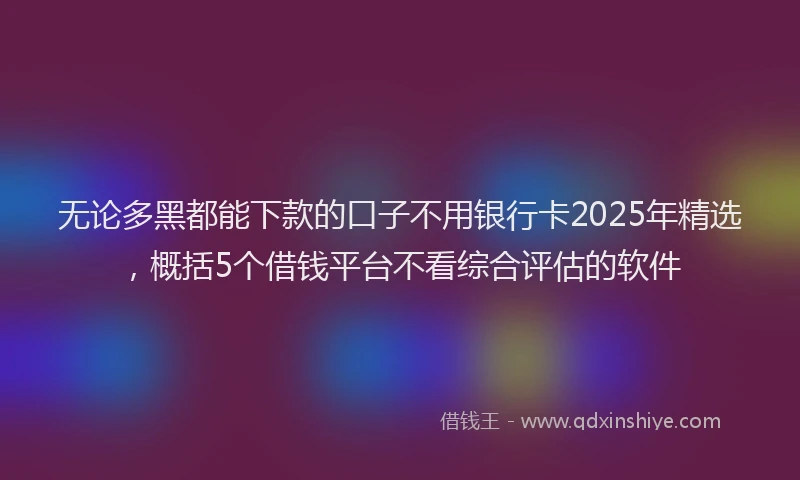 无论多黑都能下款的口子不用银行卡2025年精选，概括5个借钱平台不看综合评估的软件