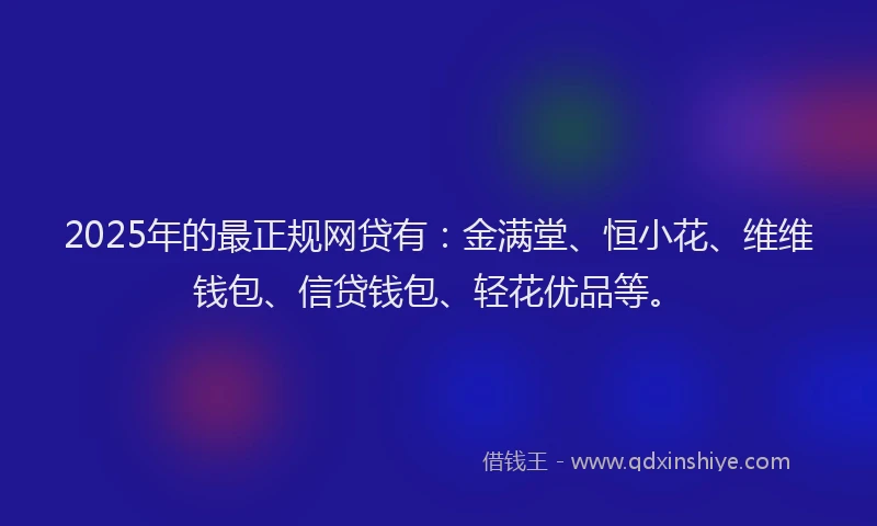 2025年的最正规网贷有：金满堂、恒小花、维维钱包、信贷钱包、轻花优品等。