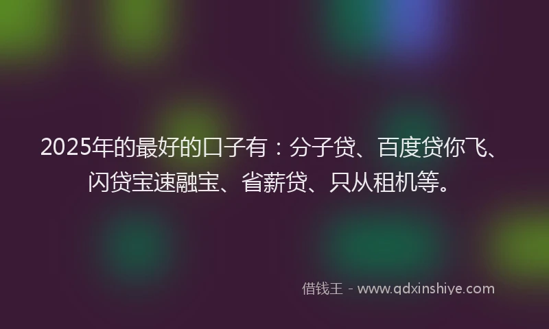 2025年的最好的口子有：分子贷、百度贷你飞、闪贷宝速融宝、省薪贷、只从租机等。