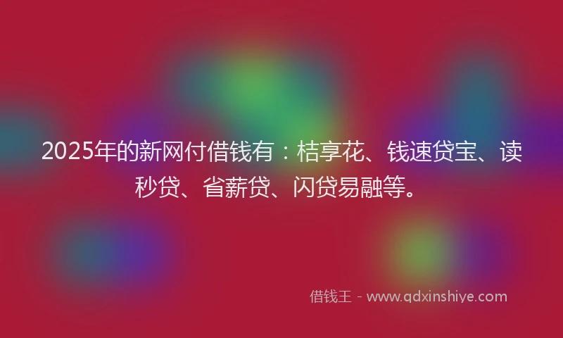 2025年的新网付借钱有：桔享花、钱速贷宝、读秒贷、省薪贷、闪贷易融等。