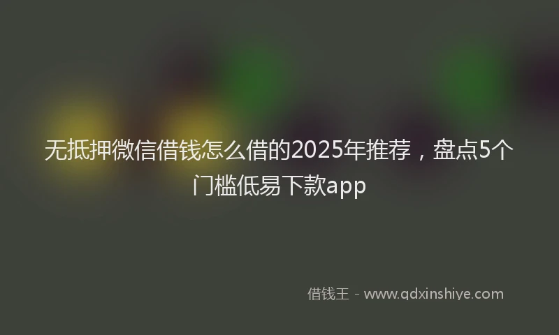 无抵押微信借钱怎么借的2025年推荐，盘点5个门槛低易下款app