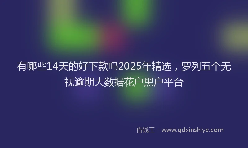 有哪些14天的好下款吗2025年精选，罗列五个无视逾期大数据花户黑户平台