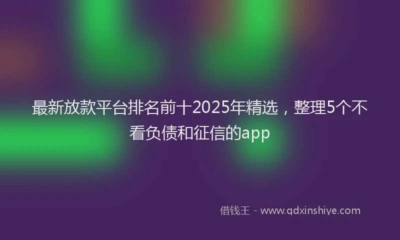 最新放款平台排名前十2025年精选，整理5个不看负债和征信的app