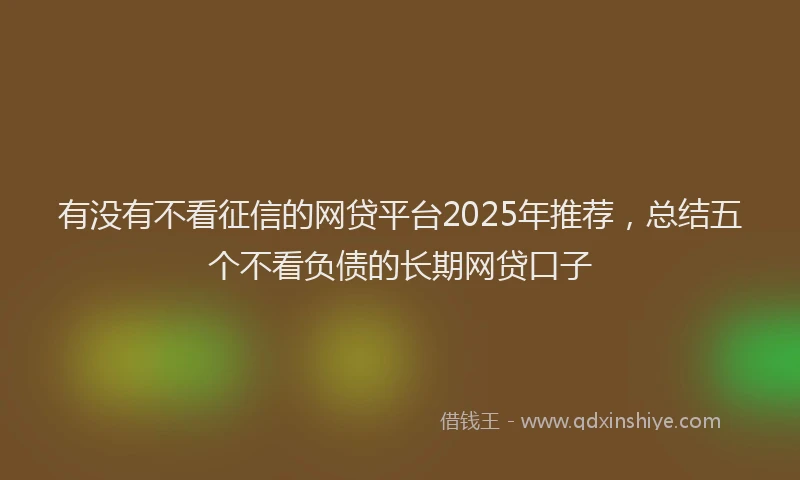 有没有不看征信的网贷平台2025年推荐，总结五个不看负债的长期网贷口子