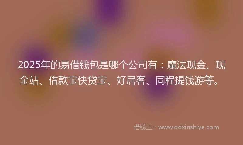 2025年的易借钱包是哪个公司有：魔法现金、现金站、借款宝快贷宝、好居客、同程提钱游等。