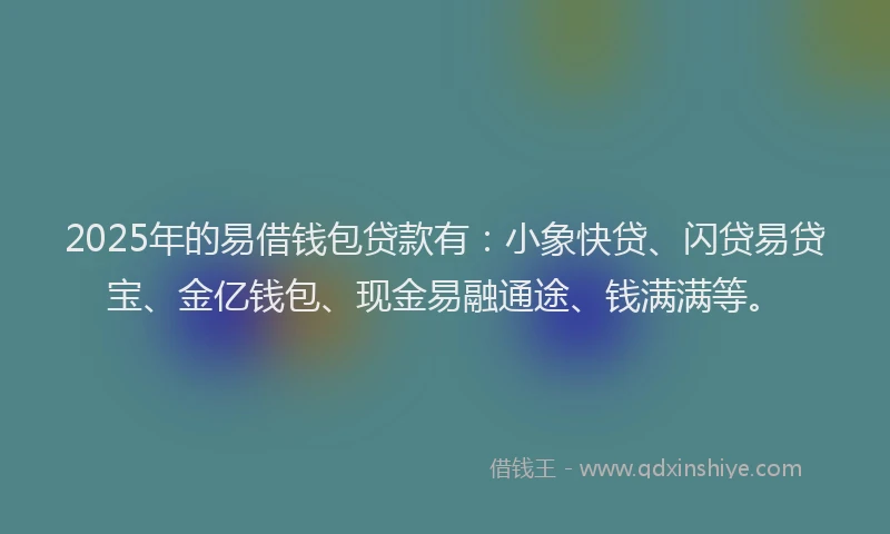 2025年的易借钱包贷款有：小象快贷、闪贷易贷宝、金亿钱包、现金易融通途、钱满满等。