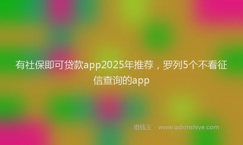 有社保即可贷款app2025年推荐，罗列5个不看征信查询的app