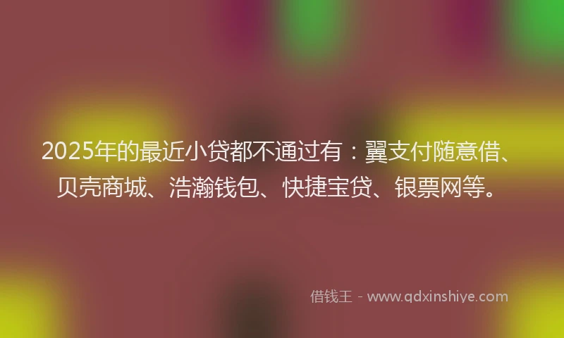 2025年的最近小贷都不通过有：翼支付随意借、贝壳商城、浩瀚钱包、快捷宝贷、银票网等。