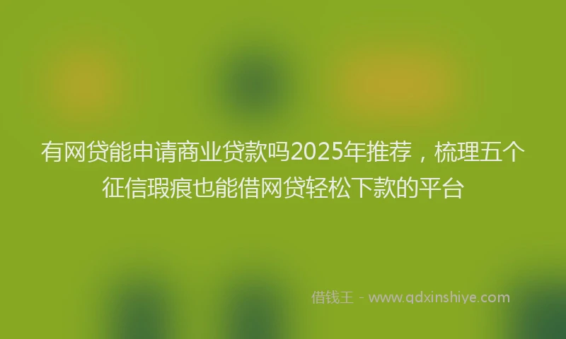 有网贷能申请商业贷款吗2025年推荐，梳理五个征信瑕疵也能借网贷轻松下款的平台