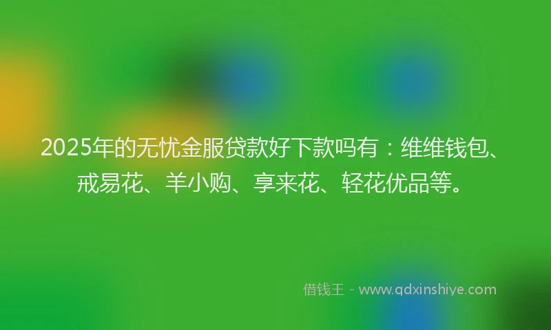 2025年的无忧金服贷款好下款吗有：维维钱包、戒易花、羊小购、享来花、轻花优品等。