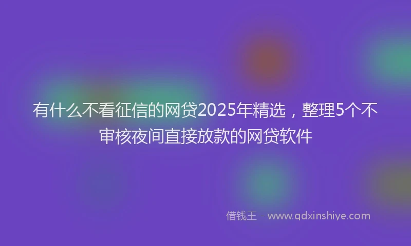 有什么不看征信的网贷2025年精选，整理5个不审核夜间直接放款的网贷软件