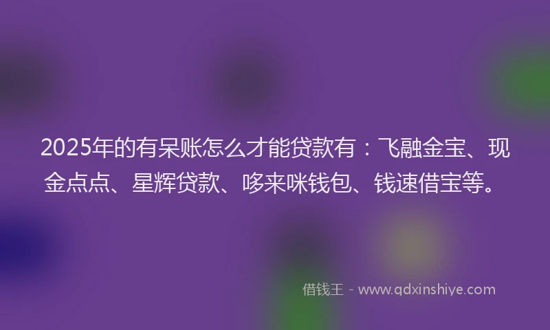 2025年的有呆账怎么才能贷款有：飞融金宝、现金点点、星辉贷款、哆来咪钱包、钱速借宝等。