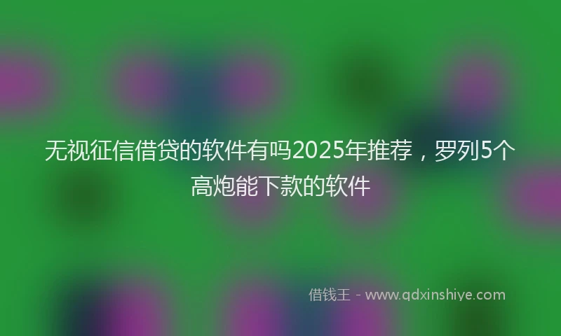 无视征信借贷的软件有吗2025年推荐，罗列5个高炮能下款的软件