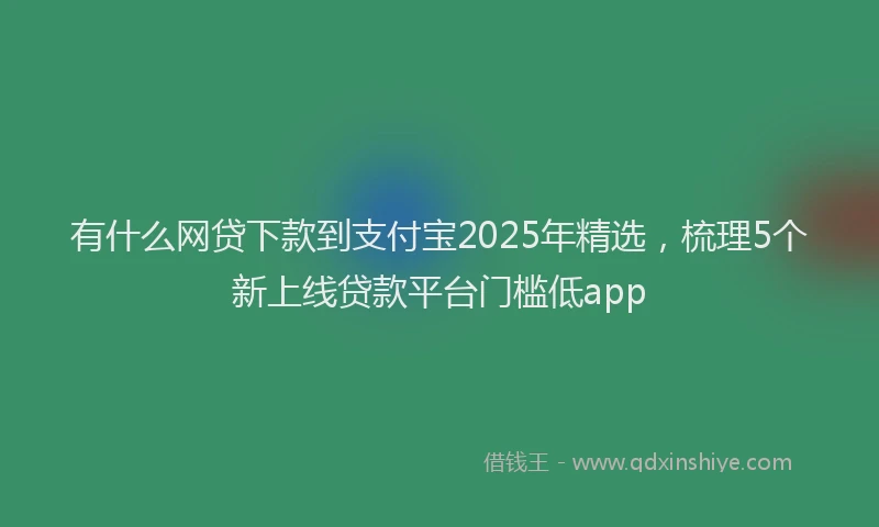 有什么网贷下款到支付宝2025年精选，梳理5个新上线贷款平台门槛低app