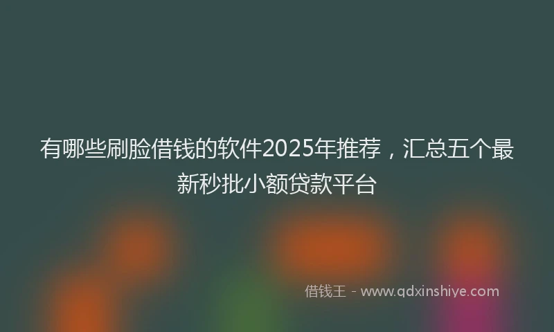 有哪些刷脸借钱的软件2025年推荐，汇总五个最新秒批小额贷款平台