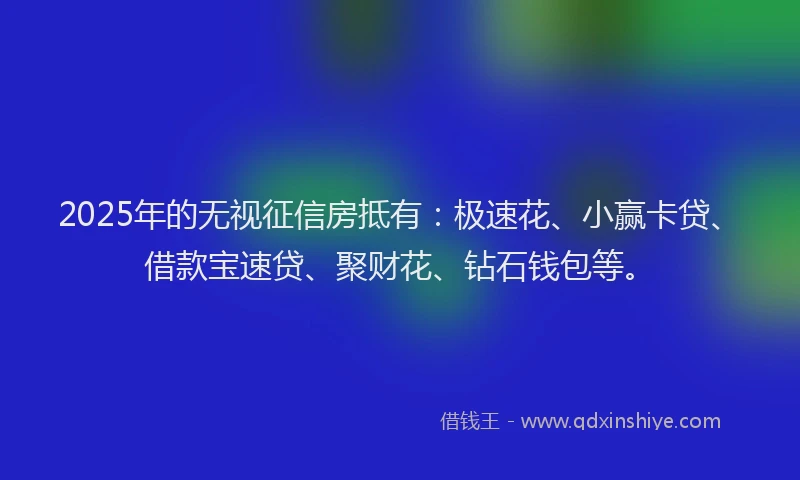 2025年的无视征信房抵有：极速花、小赢卡贷、借款宝速贷、聚财花、钻石钱包等。