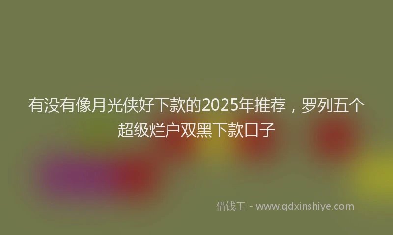 有没有像月光侠好下款的2025年推荐，罗列五个超级烂户双黑下款口子