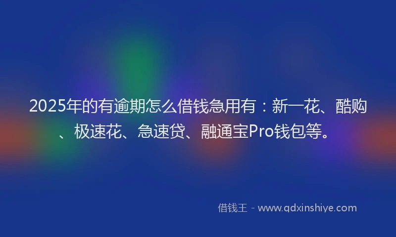 2025年的有逾期怎么借钱急用有：新一花、酷购、极速花、急速贷、融通宝Pro钱包等。