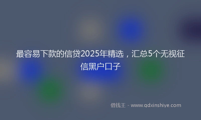 最容易下款的信贷2025年精选，汇总5个无视征信黑户口子