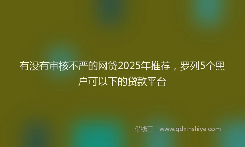 有没有审核不严的网贷2025年推荐，罗列5个黑户可以下的贷款平台