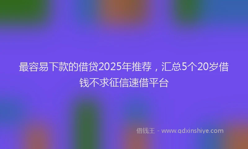 最容易下款的借贷2025年推荐，汇总5个20岁借钱不求征信速借平台