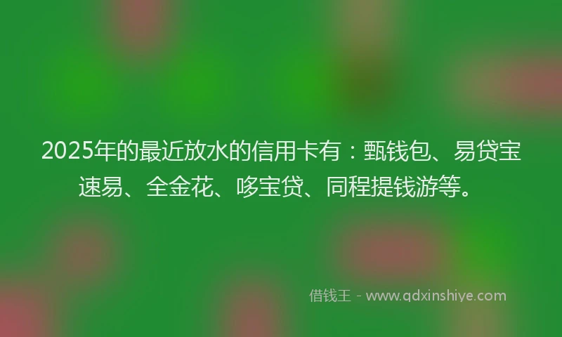 2025年的最近放水的信用卡有：甄钱包、易贷宝速易、全金花、哆宝贷、同程提钱游等。
