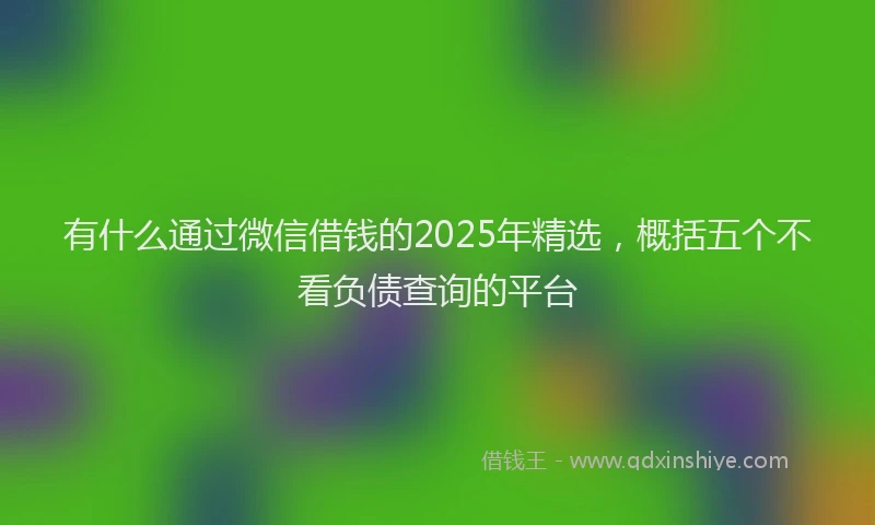 有什么通过微信借钱的2025年精选，概括五个不看负债查询的平台